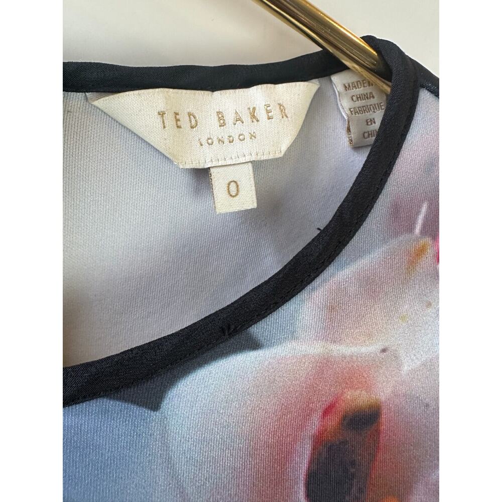 Ted Baker Skater Dress in Ethereal Posie Floral Scuba-Like Mini Dress Size 0 - Picture 5 of 16